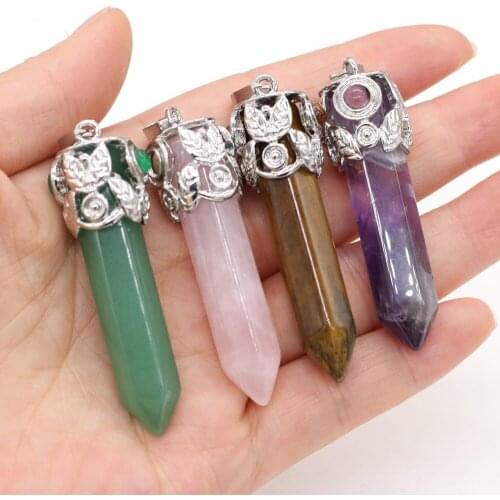 Natural Stone Crystal Pendants Faceted Cone Amethysts Tiger Eye for Jewelry Making Design Women Girls Necklace Gifts