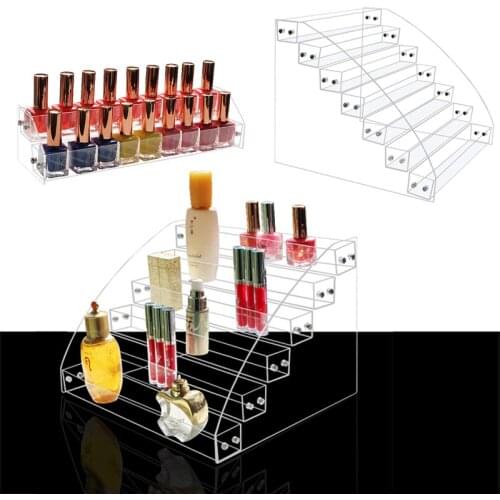 Clear 2/3/4/5/6/7 Layers Acrylic Makeup Organizer Lipstick Holder Display Rack Case Cosmetic Nail Polish Make Up Organiser Tool