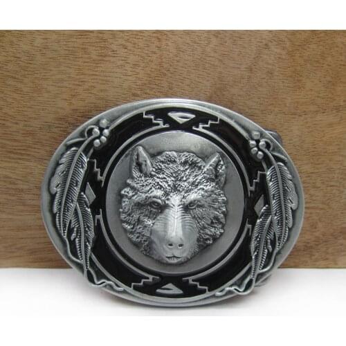 BuckleClub zinc alloy retro western wolf head jeans gift belt buckle FP-02199 for men 4cm width loop drop shipping