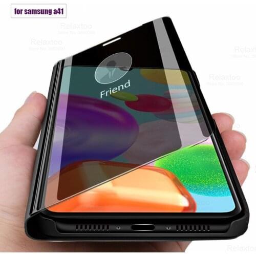 Luxury Mirror View Smart Flip Case For samsung galaxy a41 original Magnetic fundas samsun a41 41 a samsunga41 on Phone Cover