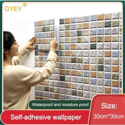 3D Sticker PVC Self-adhesive Nordic Wall Sticker TV Background Wall Paper Wallpaper Decorative Waterproof 30CM*30CM
