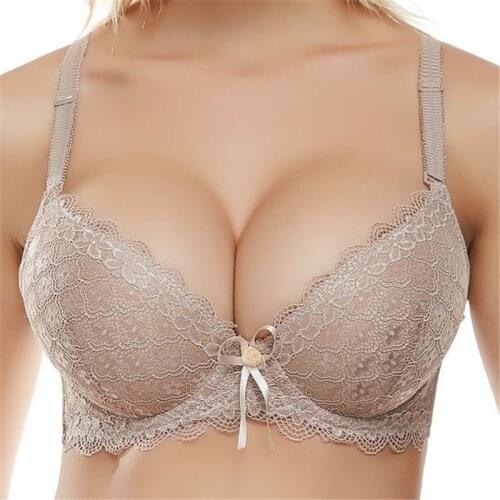 Sexy Bras Push Up Deep V Bras Lace Bra Plus Size Brassiere Lingerie Underwire Bralette Ultra-thin Large Cup Bra Female