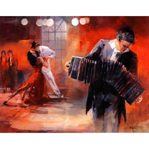 Contemporary art handmade oil paintings Tango dancer bandoneon argentina Willem Haenraets Painting on Canvas High quality