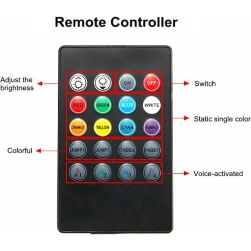 Remote Control For Music Control RGB LED Strip/Car Foot Light Multiple Modes Automotive Interior Decorative Lamp
