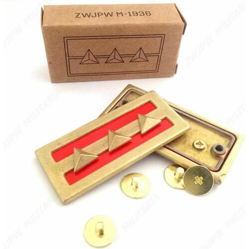 Three star) WW2 CHINESE ARMY LIEUTENANT IRON PLATE COLLAR & STAR VETERAN GIFT Soldier Military War 5605101