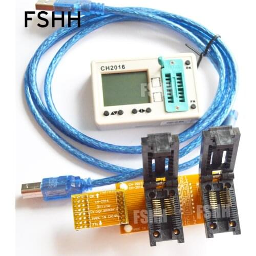 CH2016 USB SPI FLASH programmer+Clamshell 300mil SOP16+SOP16 test socket Production 1 drag 2 programmer