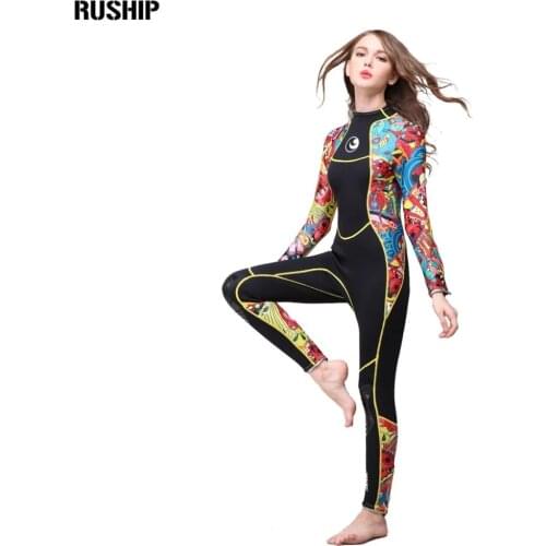 Hisea Women 3 mm SCR neoprene wetsuit High elasticity color stitching Surf Diving suit Equipment Jellyfish clothing long sleeved
