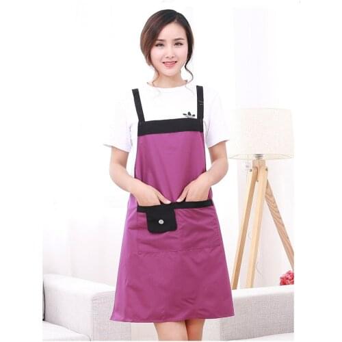 1PC Pure Cooking Kitchen Apron For Woman Chef Waiter Cafe Shop BBQ Hairdresser Waterproof Coated Aprons Bibs Wholesale ND 003