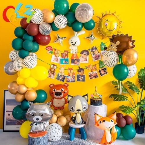 103pcs Jungle Animal Theme Balloons Garland Arch Kit Latex Foil Balloon Boy Girl Birthday Party Decorations Kids Toy Baby Shower