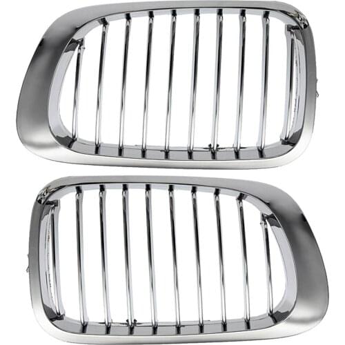 2Pcs Chrome Front Radiator Bumper Grille Center Center Car Replacement
