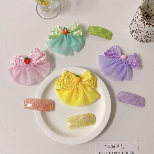 2 Pcs/Set Children Cute Colors Fruit Carrot Bow Flower Ornament Hair Clips Girls Lovely Sweet Hairpins Kids Hair Accessories