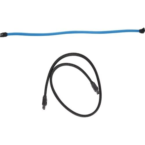 2X 50CM SATA 3.0 III SATA3 7Pin 6Gb/S SSD HDD Hard Disk Data Cord With Nylon Sleeved Premium Version(Blue&Black)