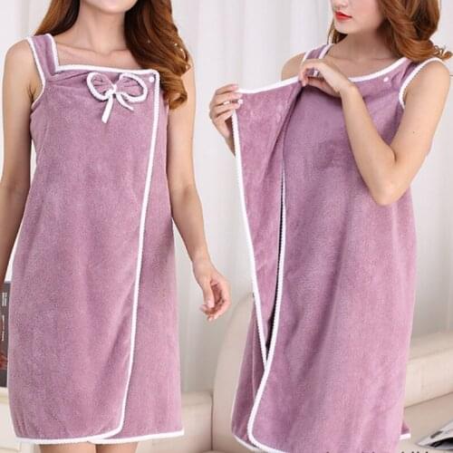 Bath Towels for Adults Household Coral Fleece Bath Skirt for Women Wearable Bowknot 80*130cm Soft Absorb Water Beach Towels