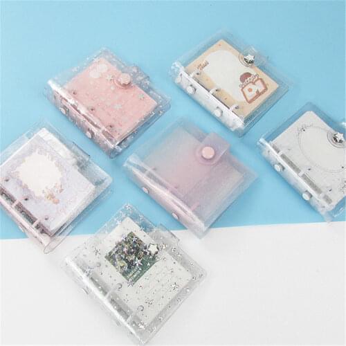 INS Hot Mini 3 Ring Binder Transparent PVC Loose-leaf Notebook Hand Book Kawaii Stationery Scrapbooking Diary Journal Notebook