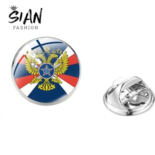 SIAN Russia Emblem Pekhota Stainless Brooch High Grade Fashion Glass Metal Brooches Backpack Coat Lapel Pins Accessories Jewelry