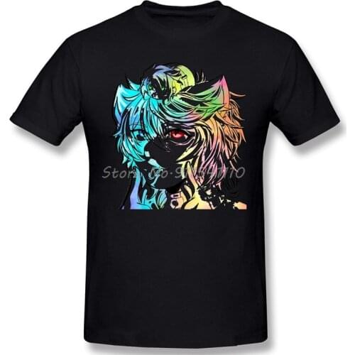 Color Burst Kitty Mika Chiffon Homme Crewneck Fashion T-Shirt Seraph of the End Dark Fantasy Anime Series Tees Cotton Oversized