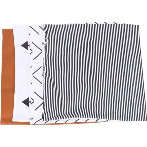 Decorative Throw Pillow Covers Only For Couch, Sofa, Or Bed Set Of 4 18X18 Inch Modern Design Short Plush Stripes Geometric Faux