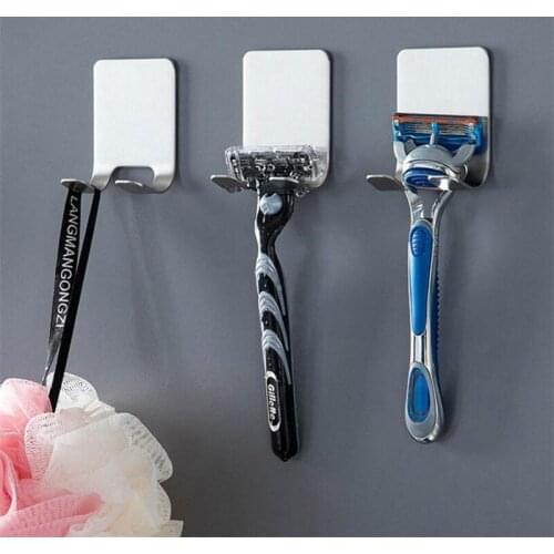 20pcs/lot Stainless steel Razor Holder Men Shaving Shaver Shelf Shaving Razor Rack Bathroom Home Viscose Wall Hooks Hanger