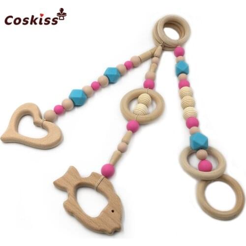 Baby Silicone Teething Toy Wooden Bead Silicone Beads And Ring Into The Baby Teether DIY Safe And Natural Wooden Teether Toys