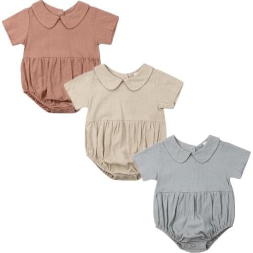 Baby Romper Summer Toddler Baby Girl Clothes Solid Short Sleeve Romper Jumpsuit Outfits Sunsuit