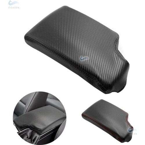 For BMW 3 Series E90 2005 - 2012 Car Accessories Center Control Armrest Box Cover Decor Carbon Texture Leather - black line