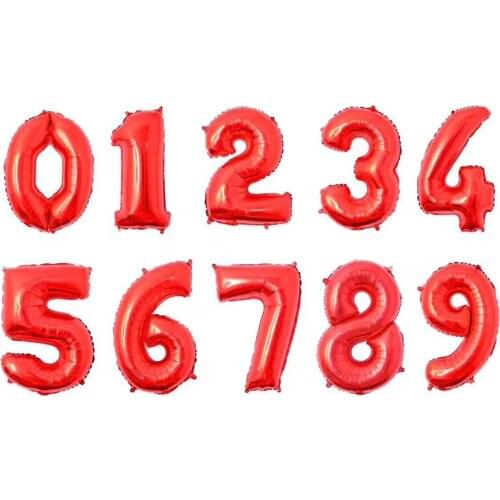 APRICOT 32Inch Red Number 0-9 Wedding Foil Balloons Kids Birthday Party Supplies Baby Shower Decorations Event & Party Supplies
