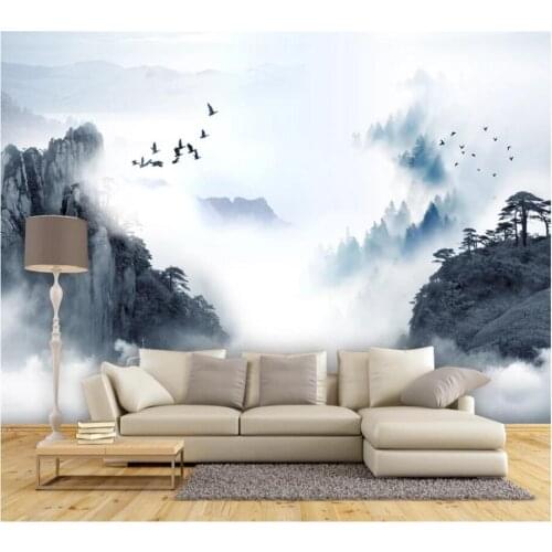 Custom wallpaper 3d mural new Chinese style ink landscape scenery artistic painting living room bedroom TV background wall paper