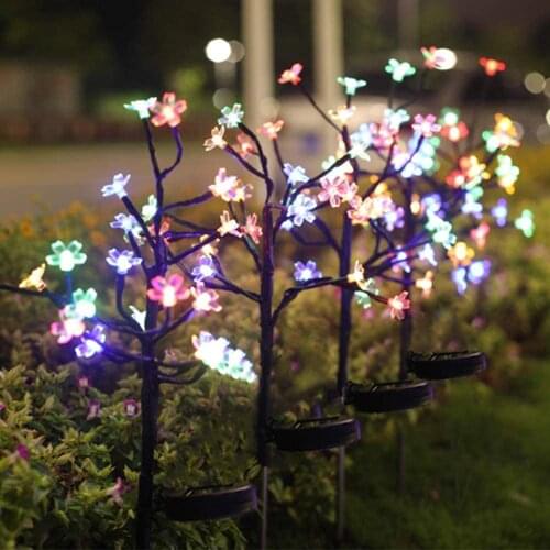 Solar 2Pcs Lights Outdoor Decorative Garden Solar Flower Lights Outdoor Waterproof Landscape Lights Fairy Garden Lights Chistmas