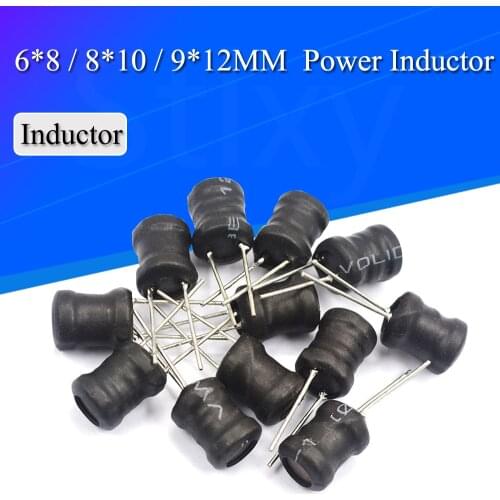 10PCS Power Inductor DIP 6*8mm 6X8mm 2.2UH 4.7UH 10uH 22uH 100uH 330uH 470uH 1MH 2.2MH 4.7MH 10MH Inductance 2 Pins 9X12/8X12MM