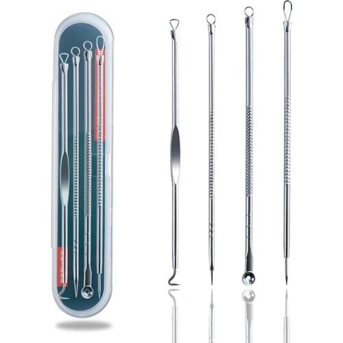 4PCS/Box Blackhead Remover Tool Acne Removal Needles Black Spot Clean Pimple Removal Face Care Beauty Needles Tweezers Clips