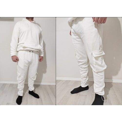 2 pcs SET / Mens Track Pant Jogging Suit and Hoodie / Oversized Fit Overlong Paneled Hoodie TRACKSUIT SWEATSUIT