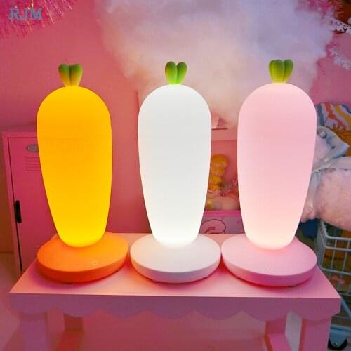 Creative Cute Radish Night Lights Soft Warm Adjustable Table Lamps Bedroom Bedside Girl Room Lightings Decor