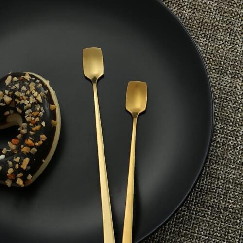 15/17cm Square Head Stainless Steel Teaspoons Medicine Ice Cream Dessert Tea Coffee Spoon Dinner Tableware Cutlery Kitchen Tool