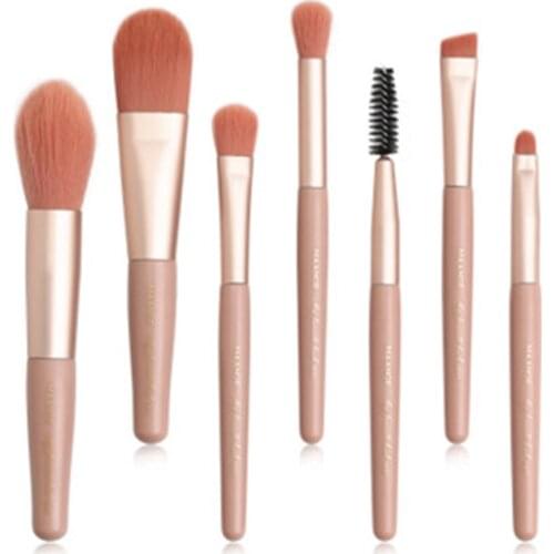 Maange 7Pcs/set Pro Mini Cosmetic Makeup Brushes Set Foundation Powder Eye Shadow Eyeliner Eyelash Eyebrow Blush Facial Tools