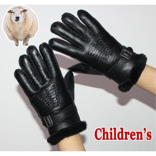 Fur gloves childrens sheepskin gloves sheepskin wool gloves winter warmth thickening real wool gloves primary school gloves new