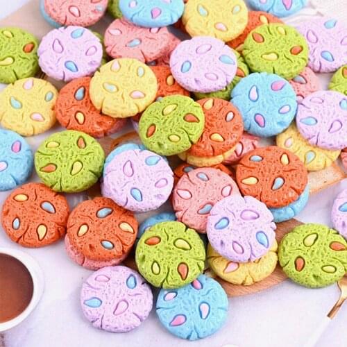 20Pcs Kawaii Cream Cookies Resin Planar DIY Craft Supplies Phone Shell Kids Headwear Earrings Food toy Art Scrapbook Material