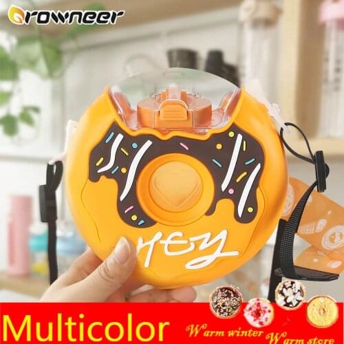 300ml/380ml Multicolor Rope Straw Rainbow Doughnut Ice Cream Water Bottle Creative Cute Cartoon Leak Proof Children Kettle