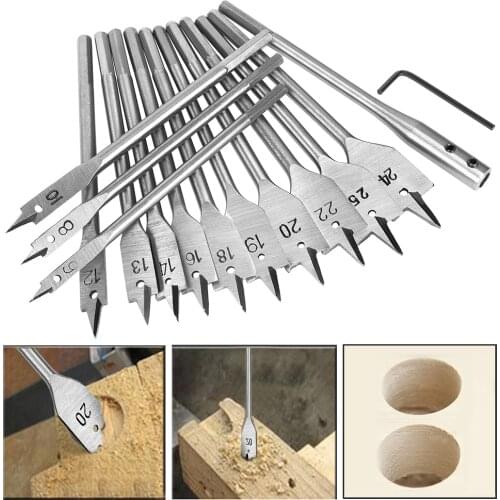 15pcs Spade Flat Wood Drill Bit Set Full Steel Hex Shank for Metal 6-25mm High Speed Steel Wood Drilling Power Tools Kit