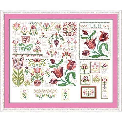 The dream of tulips cross stitch kit flowers Aida count 18ct 14ct 11ct print embroidery DIY handmade needlework supplies bag