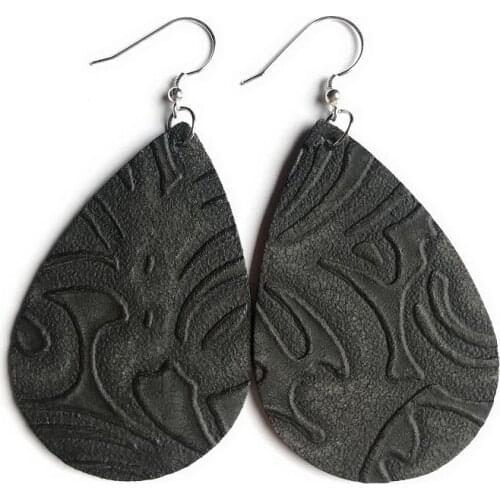 New Fashion Vintage Earrings Embossed Leopard Statement Earrings PU Leather Teardrop Earrings Jewelry Punk Big Charm for Women