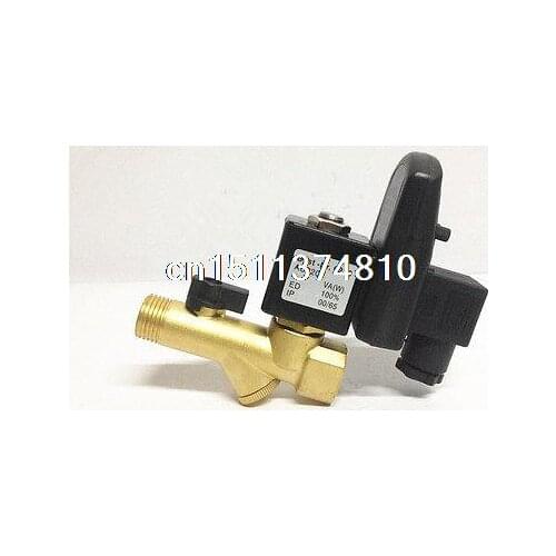 New Compressor Auto Condensate Drain Timer Solenoid Valve AC 220V 1/2"