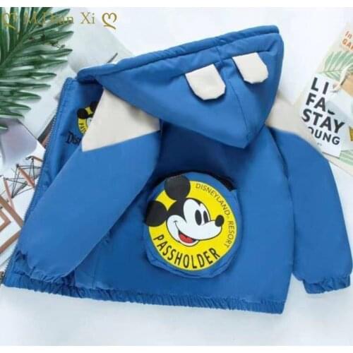 Baby Boy Coat Cartoon Mickey Spring Hooded Coat Zipper Fashion Girl Windbreaker Autumn Coat 1 2 3 4 5 6-year-old Kids Clothes