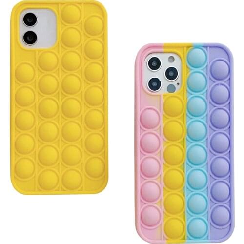 Push Bubble Phone Case Silicone Fidget Sensory Toys Cover for iPhone 12pro / 12 Relief Stress Anti-stress Phone Case Toys
