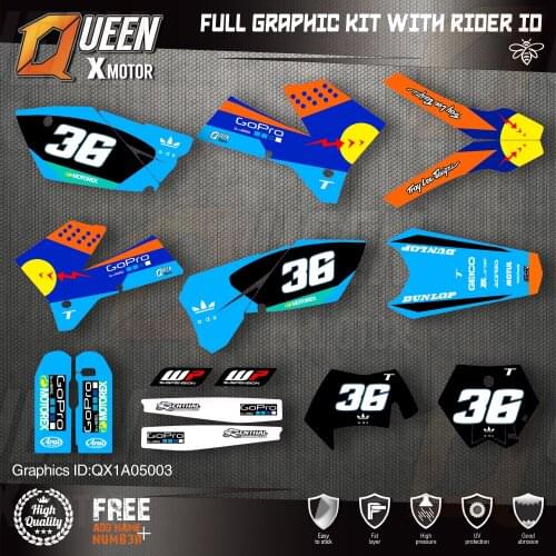QUEEN X MOTOR Custom Team Graphics Decals Stickers Kit For KTM 2005 2006 SX SXF , 2005 2006 2007 EXC XC-W EXC-F 003
