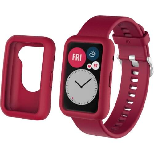 Strap+case for Huawei watch Fit Replacement silicone strap + TPU cover Edge protection frame for Huawei watch Fit