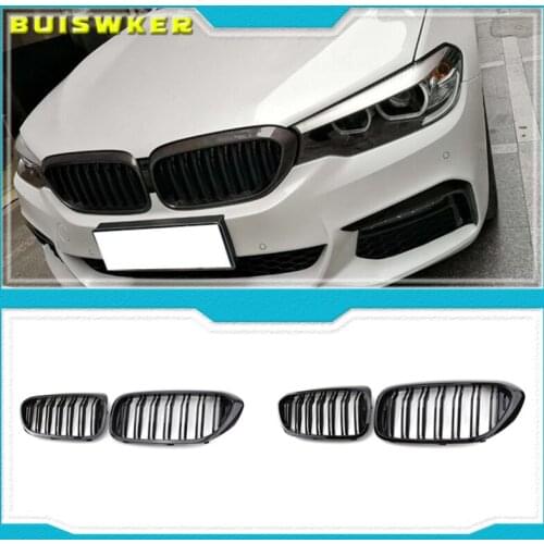 1 Pair Front Kidney Grille for Bmw New 5 Series G30 G38 2018-2019 Grille Gloss Black Front Bumper Slat Grill