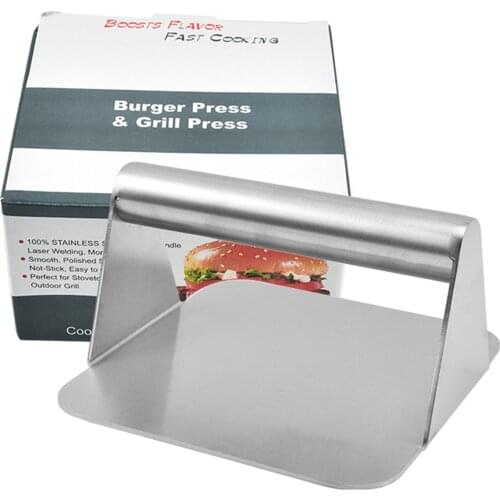 304 Stainless Steel Burger Patty Maker Kitchen Burger Bacon Pressing Manual Grill Press Smasher Meat Press Burger Mould