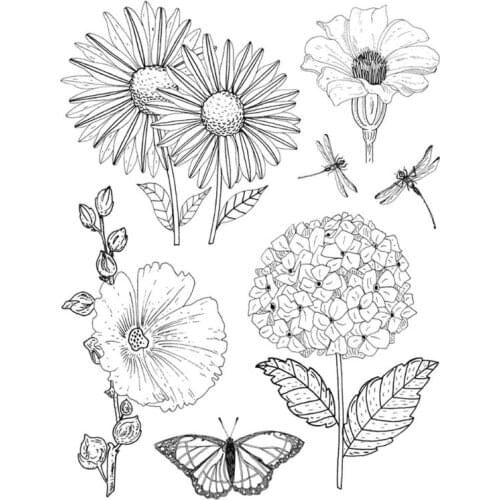 Dragonfly Flowers Silicone Clear Seal Stamp DIY Scrapbooking Embossing Photo Art