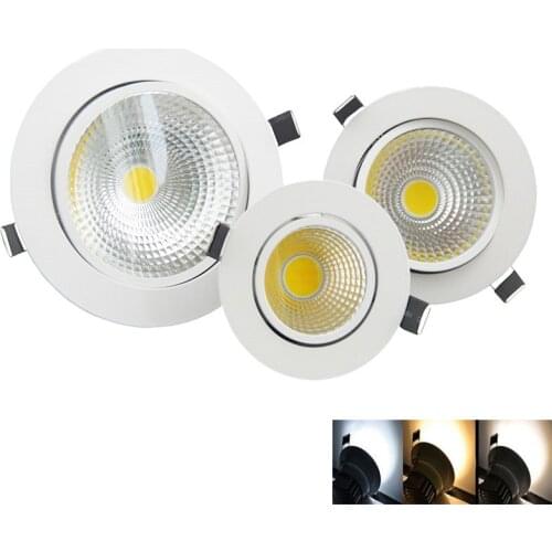 LED dimmable downlight 5W/7W/9W/12W embedded COB white downlight AC85-265V LED light home decoration lighting