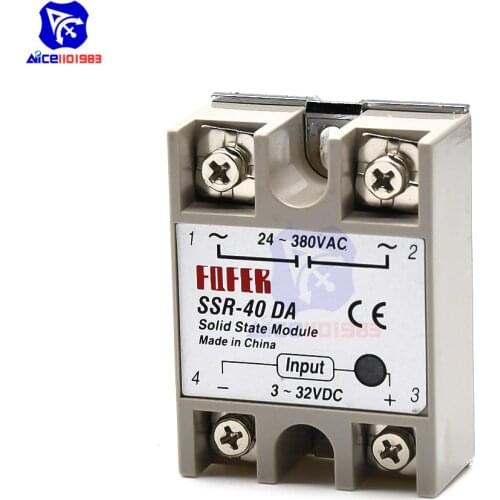 SSR-40DA 40A Input 3-32V DC Output 24-380V AC Solid State Relay Module Single Phase Semi-Conductor Relay Shield Board